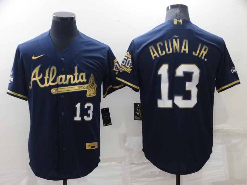 Men's Atlanta Braves Ronald Acuna Jr. #13 Navy Stitched Jersey
